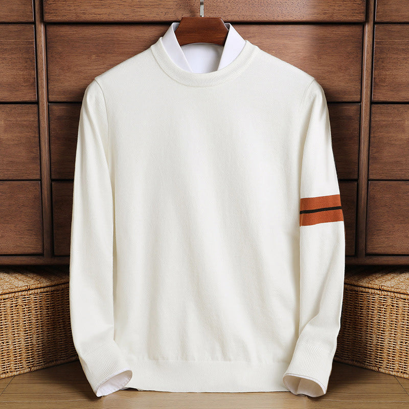 Dylan -  Men's Contrast Stripe Crew Neck Knit Sweater