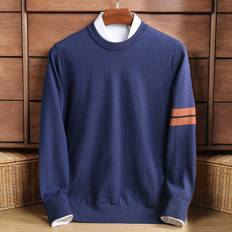 Dylan -  Men's Contrast Stripe Crew Neck Knit Sweater