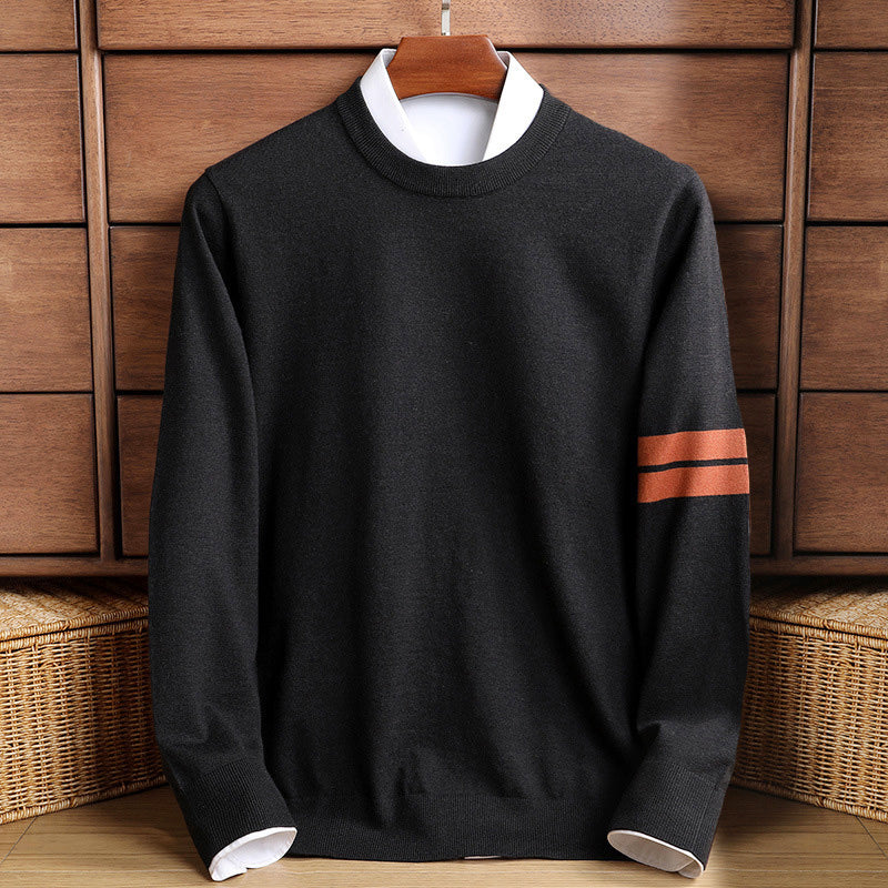 Dylan -  Men's Contrast Stripe Crew Neck Knit Sweater