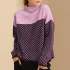 Elora - Women's Textured Chevron Pattern Pullover Sweater