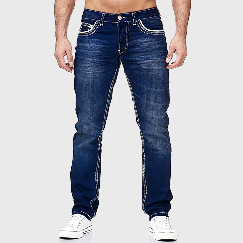 Emilio - Men's Contrast Stitch Straight-Leg Jeans