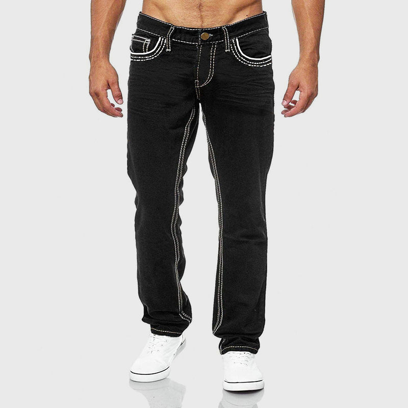 Emilio - Men's Contrast Stitch Straight-Leg Jeans