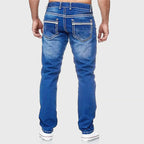 Emilio - Men's Contrast Stitch Straight-Leg Jeans