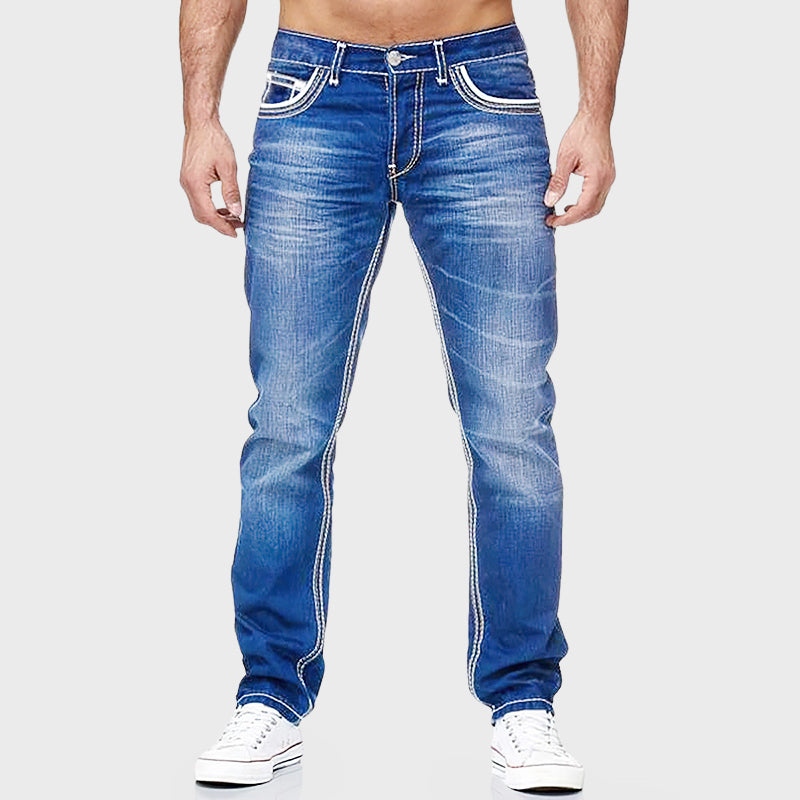 Emilio - Men's Contrast Stitch Straight-Leg Jeans