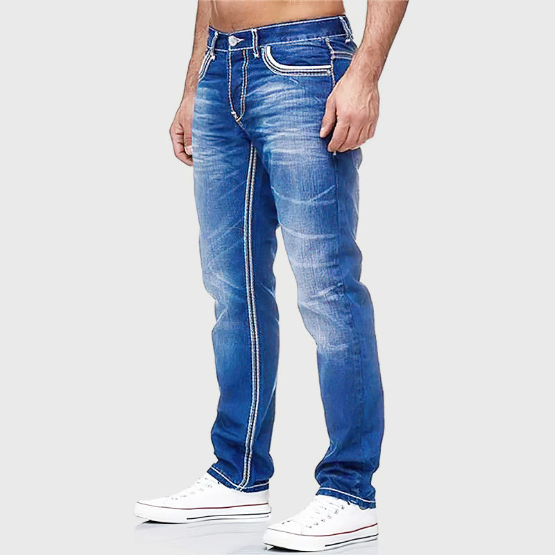 Emilio - Men's Contrast Stitch Straight-Leg Jeans