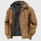 Enzo - Men's Fleece-Lined Canvas Hooded Jacket