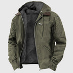 Enzo - Men's Fleece-Lined Canvas Hooded Jacket