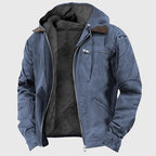 Enzo - Men's Fleece-Lined Canvas Hooded Jacket