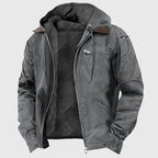 Enzo - Men's Fleece-Lined Canvas Hooded Jacket