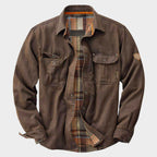 Enzo - Men's Plaid Lined Canvas Overshirt Jacket