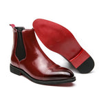 Enzo - Men's Polished Leather Pointed Toe Chelsea Boots