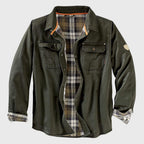 Enzo - Men's Plaid Lined Canvas Overshirt Jacket