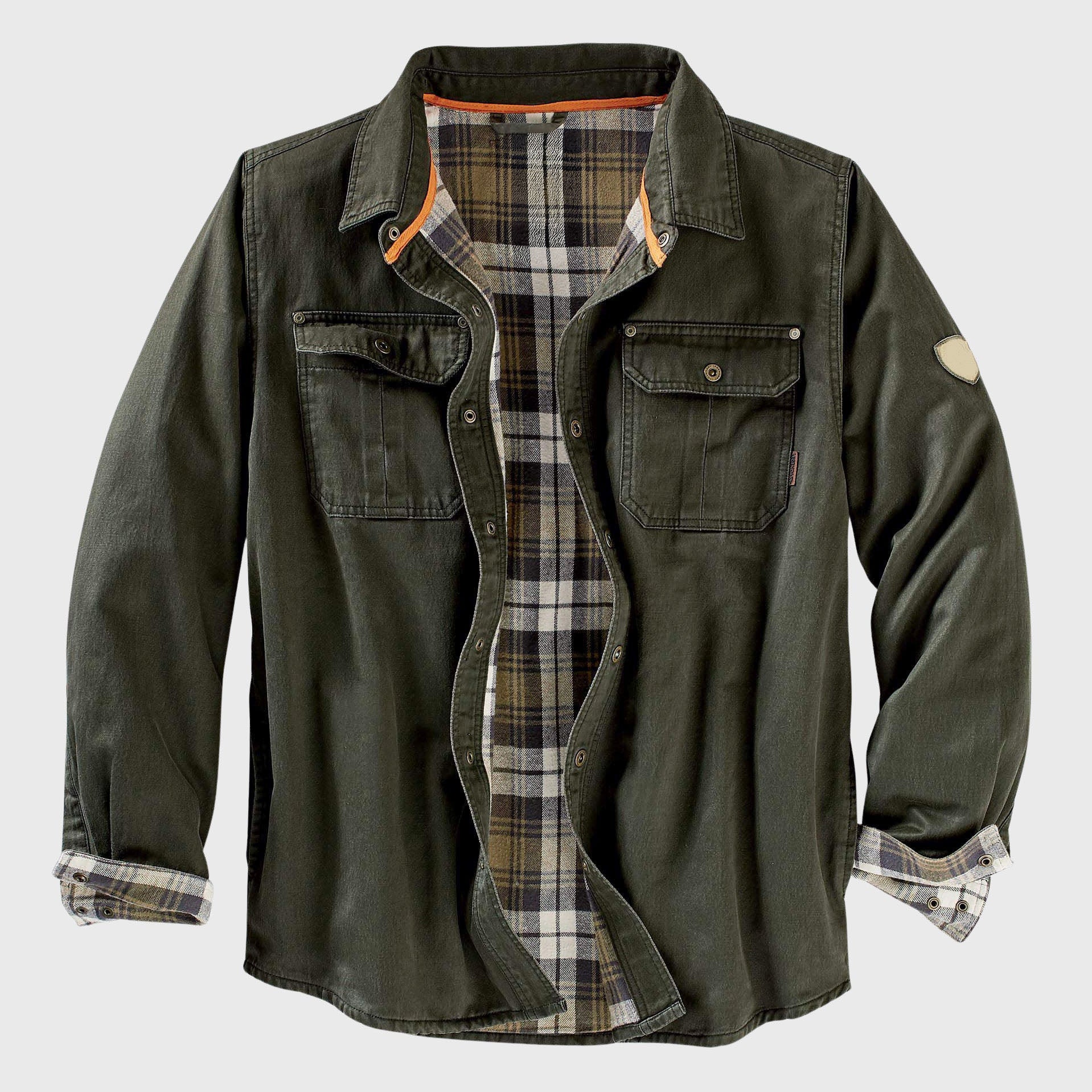 Enzo - Men's Plaid Lined Canvas Overshirt Jacket