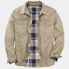 Enzo - Men's Plaid Lined Canvas Overshirt Jacket