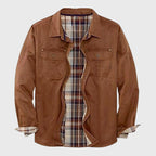 Enzo - Men's Plaid Lined Canvas Overshirt Jacket