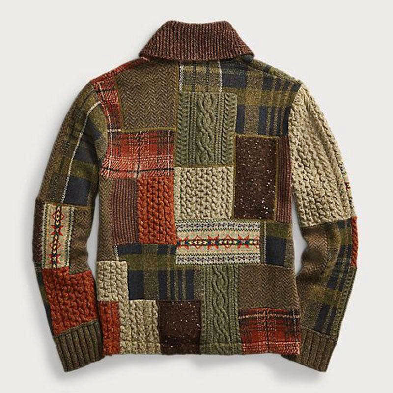 Eugene - Men's Vintage Patchwork Button Cardigan