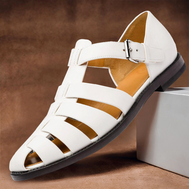 Garrett - Men's Strappy Closed-Toe Leather Sandals