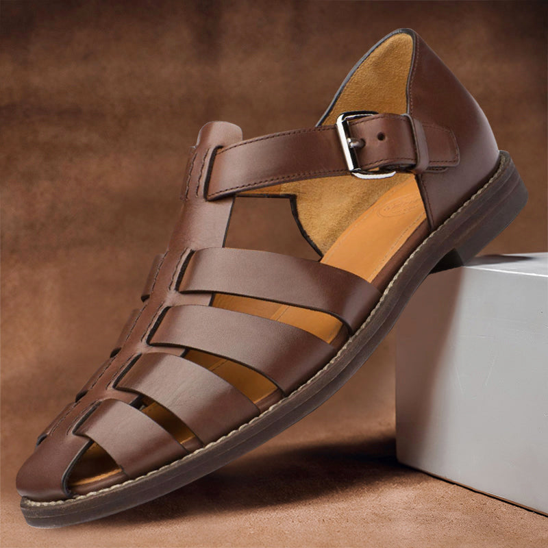 Garrett - Men's Strappy Closed-Toe Leather Sandals