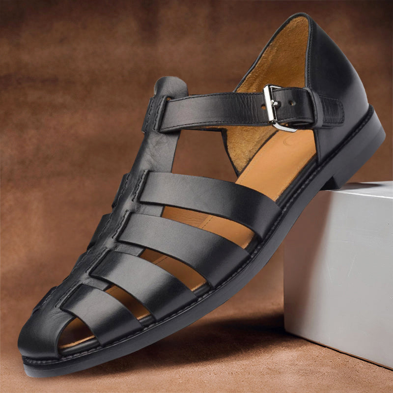 Garrett - Men's Strappy Closed-Toe Leather Sandals
