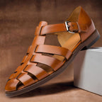 Garrett - Men's Strappy Closed-Toe Leather Sandals