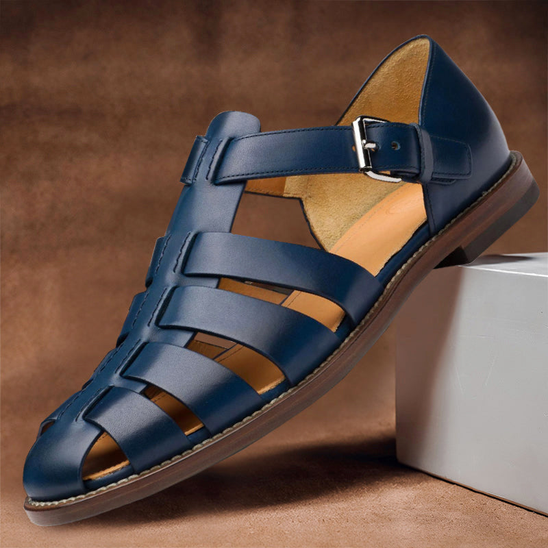 Garrett - Men's Strappy Closed-Toe Leather Sandals