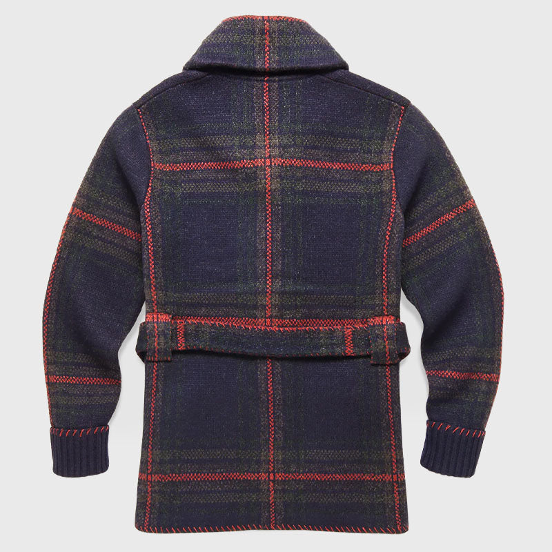 Gavin - Men's Plaid Button-Front Belted Cardigan Jacket