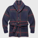 Gavin - Men's Plaid Button-Front Belted Cardigan Jacket