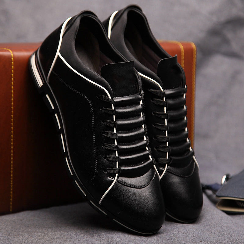 George - Men's Contrast Trim Leather Sneakers