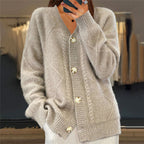 Hailey - Women's Textured Cable Knit Relaxed Cardigan