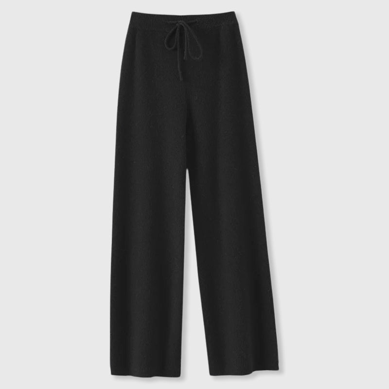 Hazel - Women's Drawstring Cashmere Wide-Leg Pants