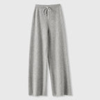 Hazel - Women's Drawstring Cashmere Wide-Leg Pants