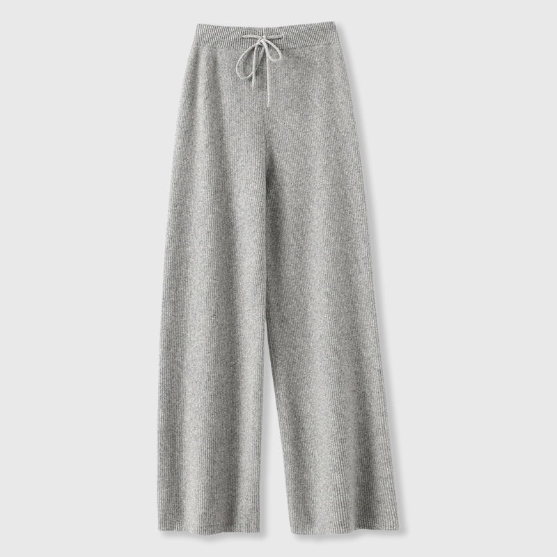 Hazel - Women's Drawstring Cashmere Wide-Leg Pants
