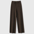 Hazel - Women's Drawstring Cashmere Wide-Leg Pants