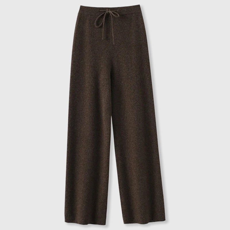 Hazel - Women's Drawstring Cashmere Wide-Leg Pants