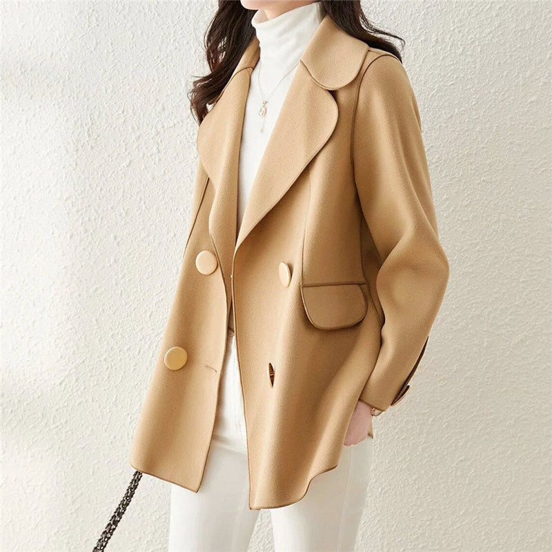 Helen - Women's Double-Breasted Wool Lapel Coat