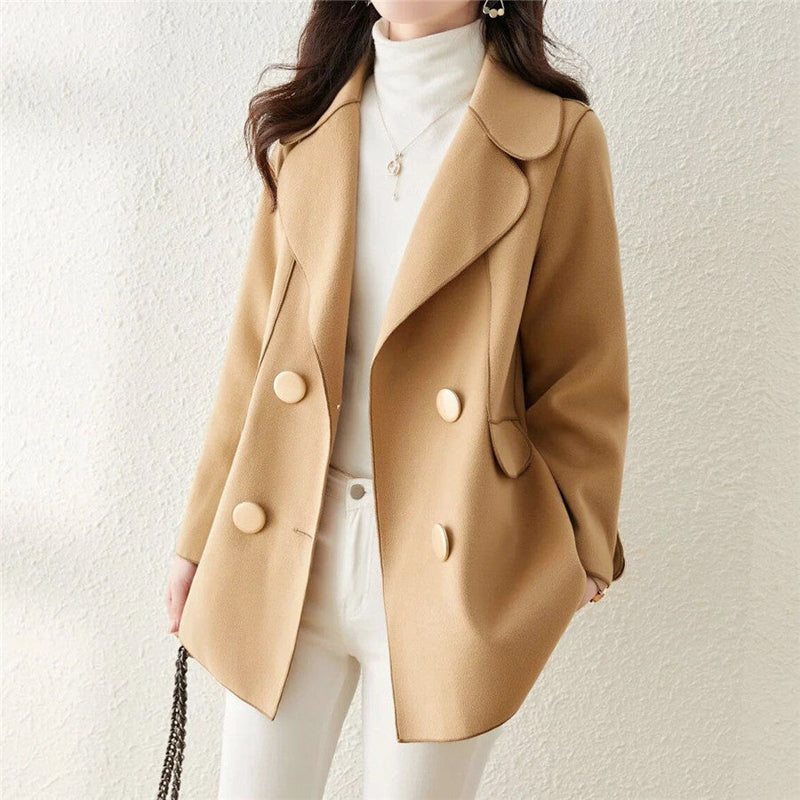 Helen - Women's Double-Breasted Wool Lapel Coat