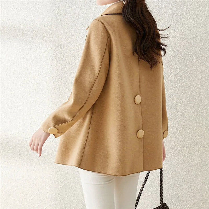 Helen - Women's Double-Breasted Wool Lapel Coat