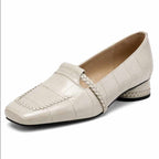 Ira - Women's Crocodile Embossed Braided Low Heel Loafers