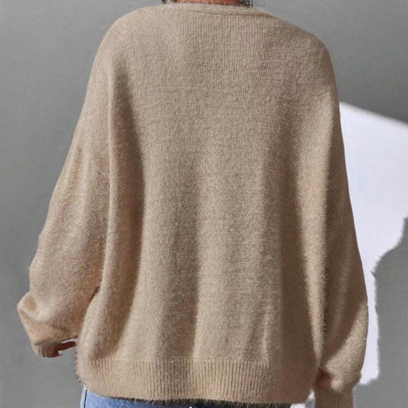 Isabella - Women’s Fuzzy Knit Button-Up Cardigan