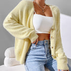 Isabella - Women’s Fuzzy Knit Button-Up Cardigan