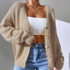 Isabella - Women’s Fuzzy Knit Button-Up Cardigan