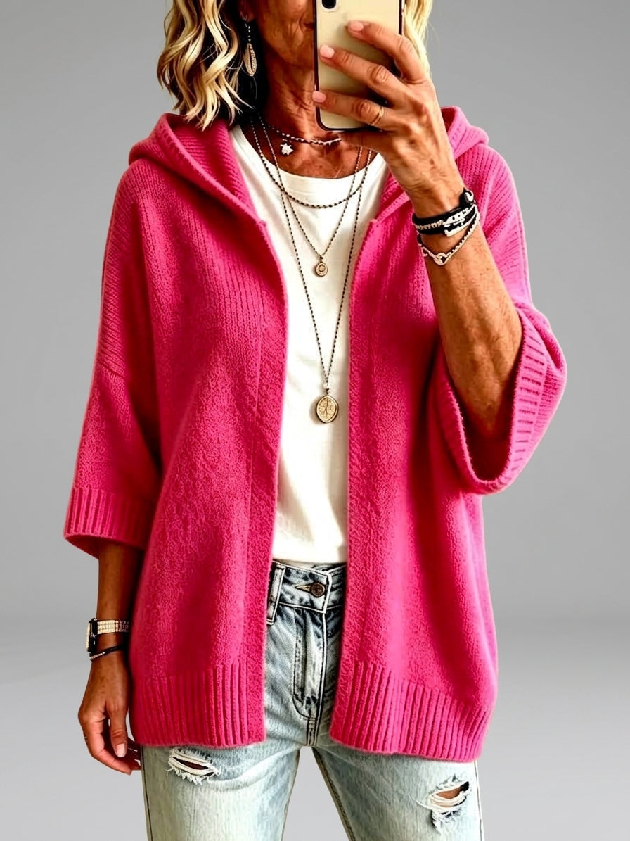 Isabella - Women's Hooded Open-Front Knit Cardigan