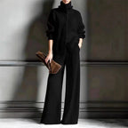 Isadora - Women's Ribbed Turtleneck Cardigan & Wide-Leg Pants Set