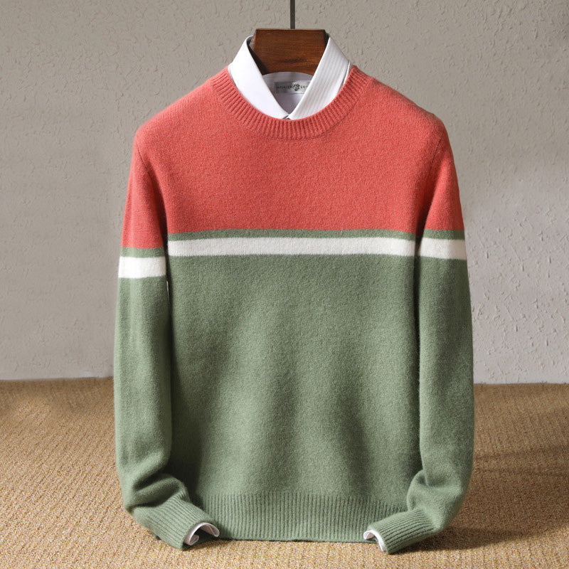 Ivan - Men's Colorblock Crew Neck Knit Sweater