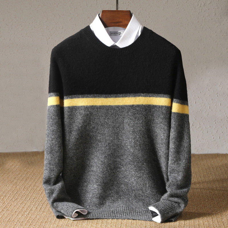 Ivan - Men's Colorblock Crew Neck Knit Sweater