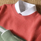 Ivan - Men's Colorblock Crew Neck Knit Sweater