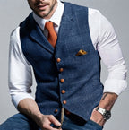 Jackson - Men's Notch-Lapel Wool Blend Vest with Chain Accent