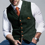Jackson - Men's Notch-Lapel Wool Blend Vest with Chain Accent