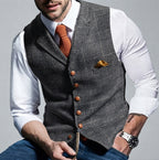 Jackson - Men's Notch-Lapel Wool Blend Vest with Chain Accent