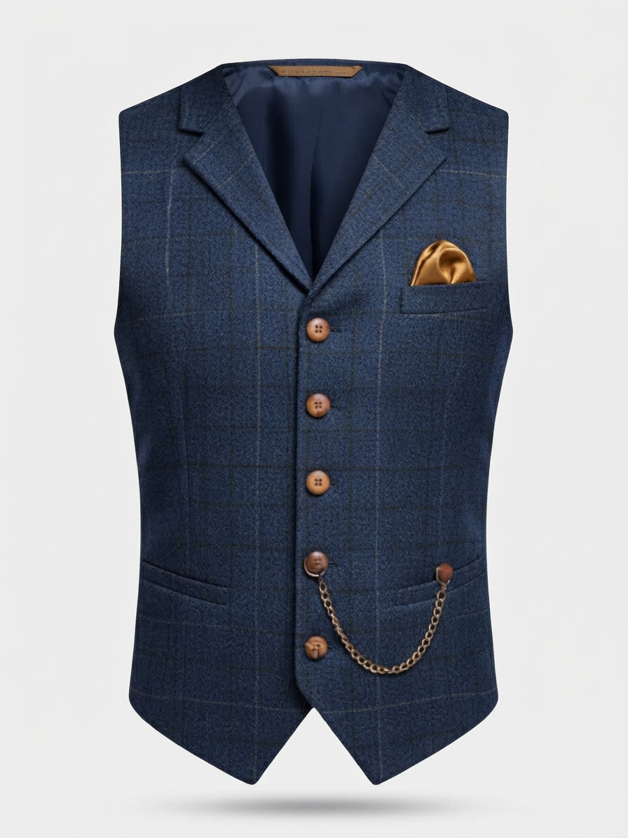 Jackson - Men's Notch-Lapel Wool Blend Vest with Chain Accent